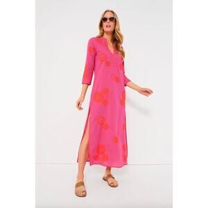 NWT Nimo with Love Pink and Orange Sapphire Long Embroidered Boho Kaftan Medium